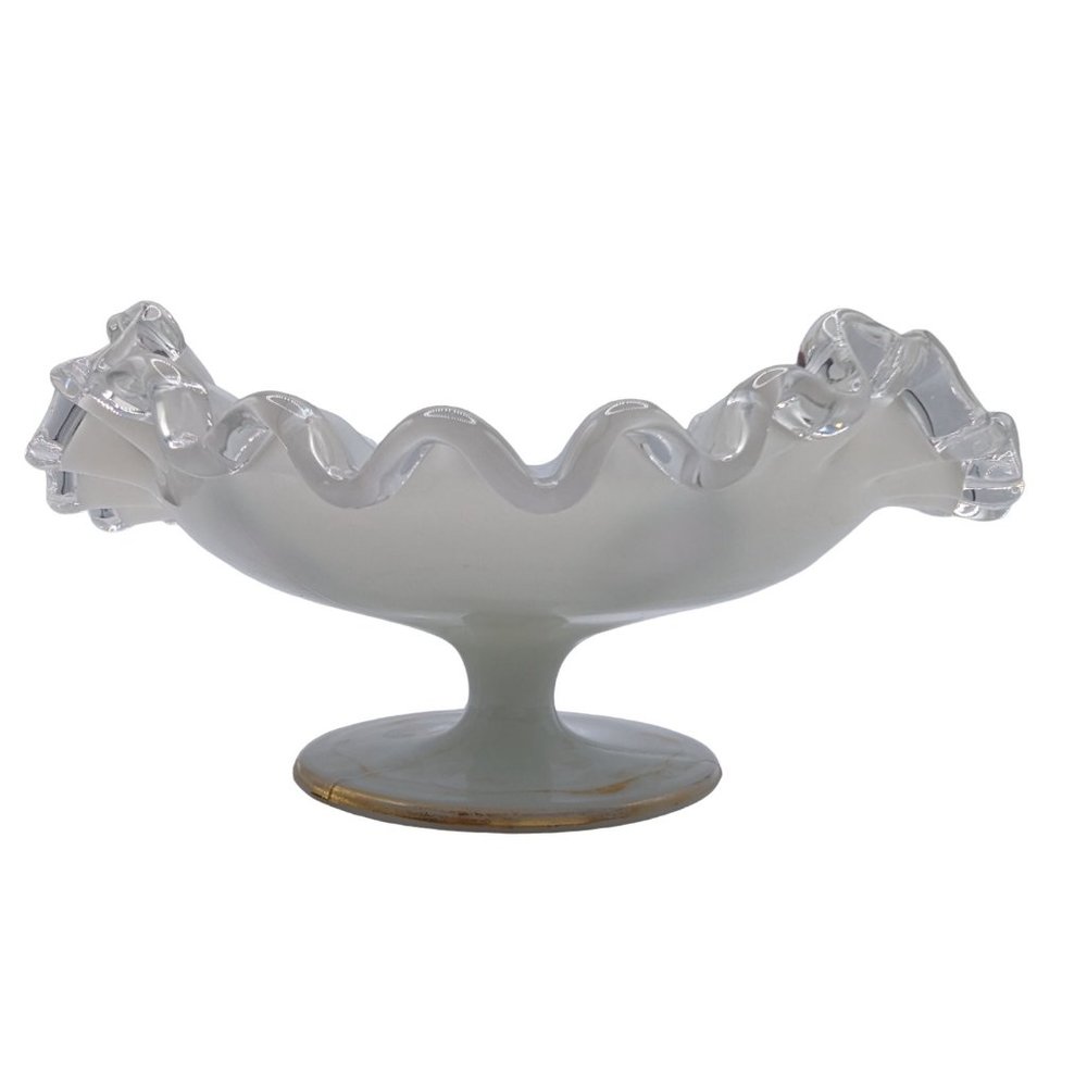 Fenton Silver Crest Charleton Rose Hand Painted Compote With Gold Trim - Picture 10 of 15